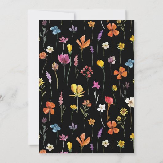 ワイルドフラワーフローラ暗い結婚草地 招待状 (裏面)