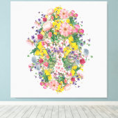 ワイルドフラワーフローラ植物学インスパイア自然 キャンバスプリント (インサイチュ (ウッドフロア))