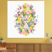 ワイルドフラワーフローラ植物学インスパイア自然 キャンバスプリント (インサイチュ (リビング))