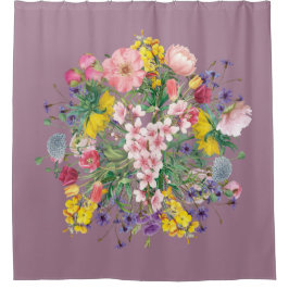 ワイルドフラワーフローラ植物性自然シャワーカーテン シャワーカーテン