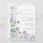 ワイルドフラワーフローラ水エレガント色ブルーブライダルI 招待状 (正面)