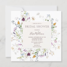 ワイルドフラワーフローラ水彩ブライダルシャワー