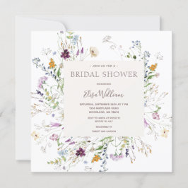 ワイルドフラワーフローラ水彩ブライダルシャワー 招待状