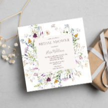 ワイルドフラワーフローラ水彩ブライダルシャワー