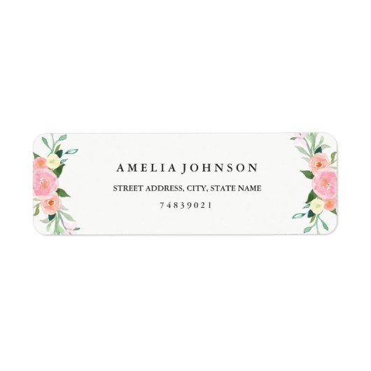 ワイルドフラワーフローラ水彩住所 シール (正面)