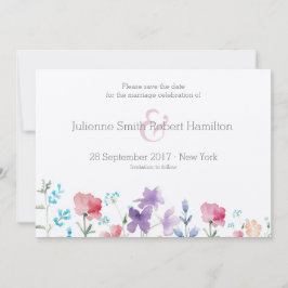 ワイルドフラワーフローラ水彩保存日 セーブザデート