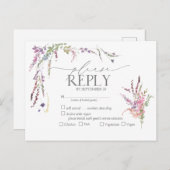 ワイルドフラワーフローラ水彩結婚式RSVP インビテーションポストカード (正面/裏面)