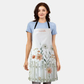 ワイルドフラワーフローラ水彩 エプロン (着用した状態)