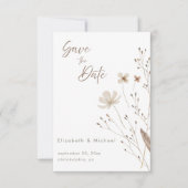 ワイルドフラワーフローラ水彩 | 日付カードの保存 招待状 (正面)