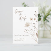 ワイルドフラワーフローラ水彩 | 日付カードの保存 招待状 (スタンド正面)