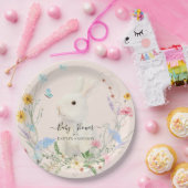 ワイルドフラワーフローラ水色うさぎ蝶ビー ペーパープレート (パーティー)