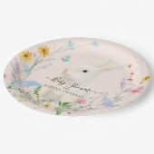 ワイルドフラワーフローラ水色うさぎ蝶ビー ペーパープレート (アングル)