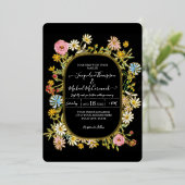ワイルドフラワーフローラ水色エレガントなウェディングフォイル 箔招待状 (立ち正面)