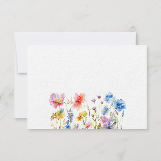 ワイルドフラワーフローラ水色パーソナライズされた ノートカード (裏面)