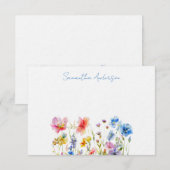 ワイルドフラワーフローラ水色パーソナライズされた ノートカード (正面/裏面)