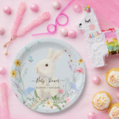 ワイルドフラワーフローラ水色ラビットビーバタフライ ペーパープレート (パーティー)