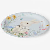 ワイルドフラワーフローラ水色ラビットビーバタフライ ペーパープレート (アングル)