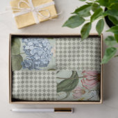 ワイルドフラワーフローラ牧草地のセージのチェックのデコパージュ 薄葉紙 (ギフト)