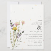 ワイルドフラワーフローラ牧草地庭園の結婚式 招待状 (正面)