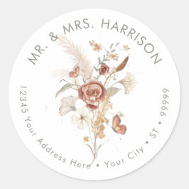 ワイルドフラワーフローラ秋リーフBOHOバタフライ結婚ズ ラウンドシール