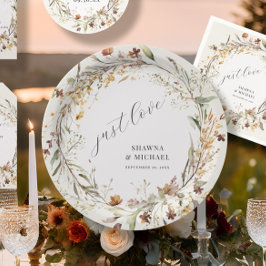 ワイルドフラワーフローラ秋秋リースBOHO 結婚's ペーパープレート