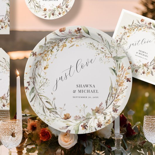 ワイルドフラワーフローラ秋秋リースBOHO 結婚's ペーパープレート