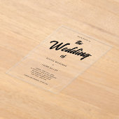 ワイルドフラワーフローラ結婚タイポグラフィ アクリル招待状 (レイダウン)