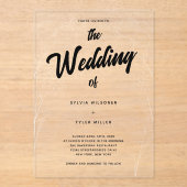 ワイルドフラワーフローラ結婚タイポグラフィ アクリル招待状 (正面)