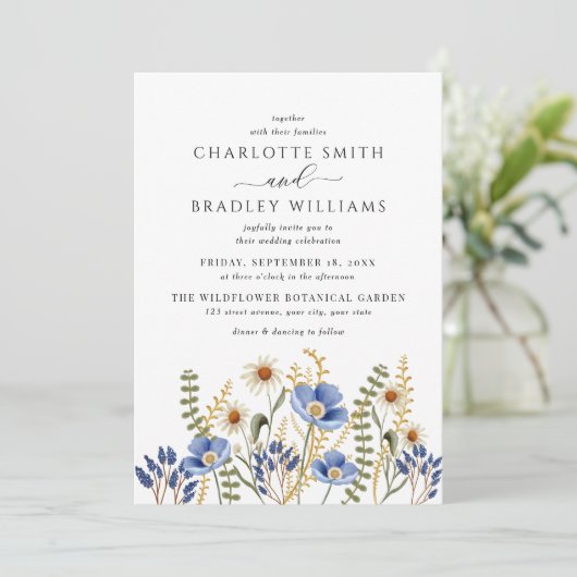 ワイルドフラワーフローラ結婚ペリウィンクル 招待状 (スタンド正面)