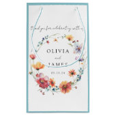 ワイルドフラワーフローラ結婚リースの感謝のお願い スモールペーパーバッグ (裏面)