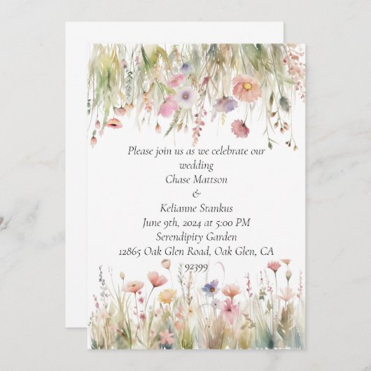 ワイルドフラワーフローラ結婚式招待状 招待状 (正面/裏面)