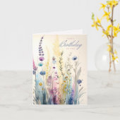 ワイルドフラワーフローラ誕生日カード カード (黄色い花)