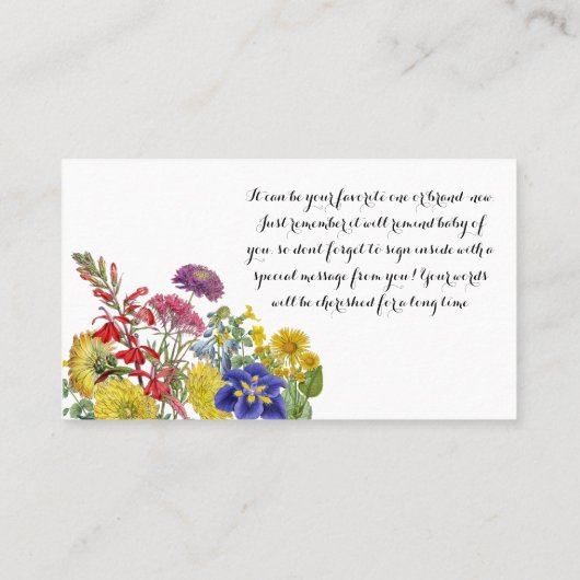 ワイルドフラワーフローラ赤ちゃんシャワーブックベビーゲーム 名刺 (裏面)