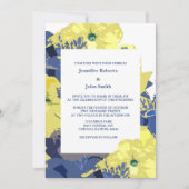 ワイルドフラワーフローラ黄アート青結婚2024 招待状 (正面)