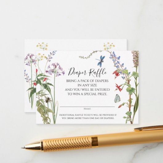 ワイルドフラワーフローラnビーウォーター色おむつラッフル エンクロージャーカード (正面/裏面インサイチュ)