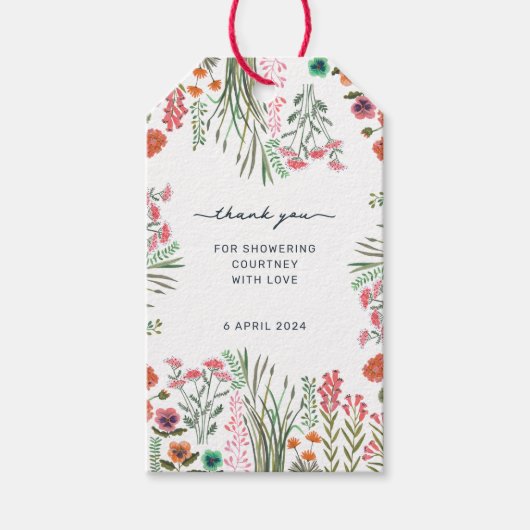 ワイルドフラワーブライダルシャワーありがとう ギフトタグ (正面)