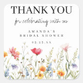 ワイルドフラワーブライダルシャワーありがとう スクエアシール (正面)