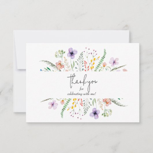 ワイルドフラワーブライダルシャワーありがとう ノートカード (正面)