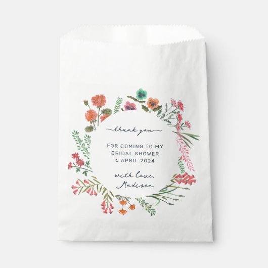 ワイルドフラワーブライダルシャワーありがとう フェイバーバッグ (正面)