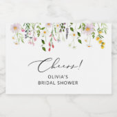 ワイルドフラワーブライダルシャワーきらめくワインラベル スパークリングワインラベル (シングルラベル)