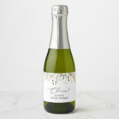 ワイルドフラワーブライダルシャワーきらめくワインラベル スパークリングワインラベル (正面)