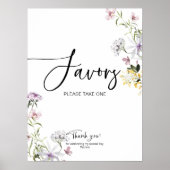 ワイルドフラワーブライダルシャワーの好意サイン ポスター (正面)