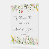 ワイルドフラワーブライダルシャワーへようこそ アクリルサイン (傾斜)