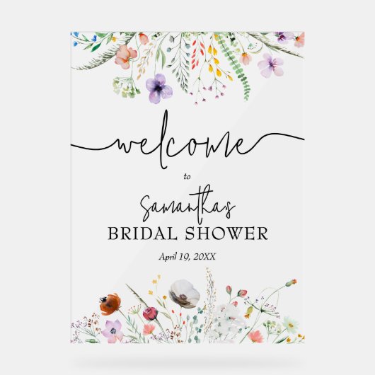 ワイルドフラワーブライダルシャワーへようこそ アクリルサイン (正面)