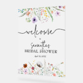 ワイルドフラワーブライダルシャワーへようこそ アクリルサイン (傾斜)