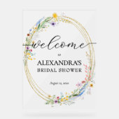 ワイルドフラワーブライダルシャワーへようこそ アクリルサイン (正面)