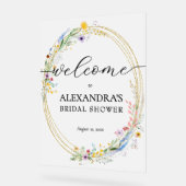 ワイルドフラワーブライダルシャワーへようこそ アクリルサイン (傾斜)