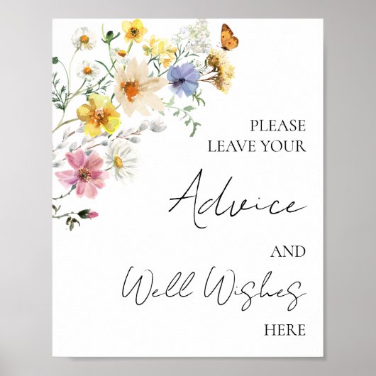 ワイルドフラワーブライダルシャワーアドバイスとウェルウィッシュ ポスター (正面)
