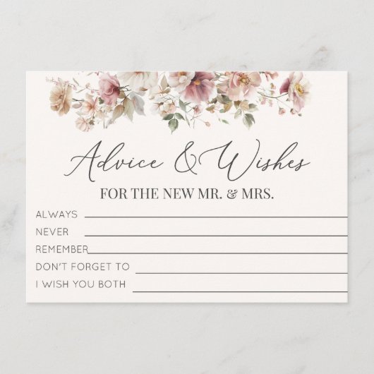 ワイルドフラワーブライダルシャワーアドバイスと希望 エンクロージャーカード (正面)