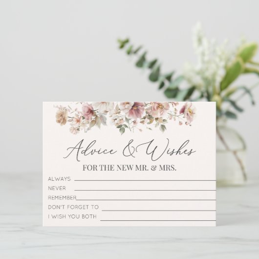 ワイルドフラワーブライダルシャワーアドバイスと希望 エンクロージャーカード (スタンド正面)